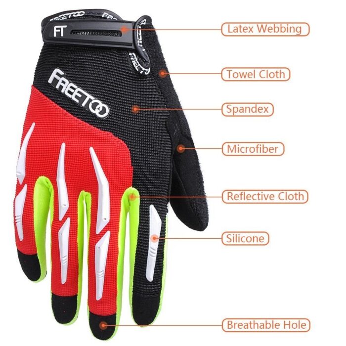 Guantes para ciclismo marca FREETOO, dedo Completo, transpirable: Elástico y protector